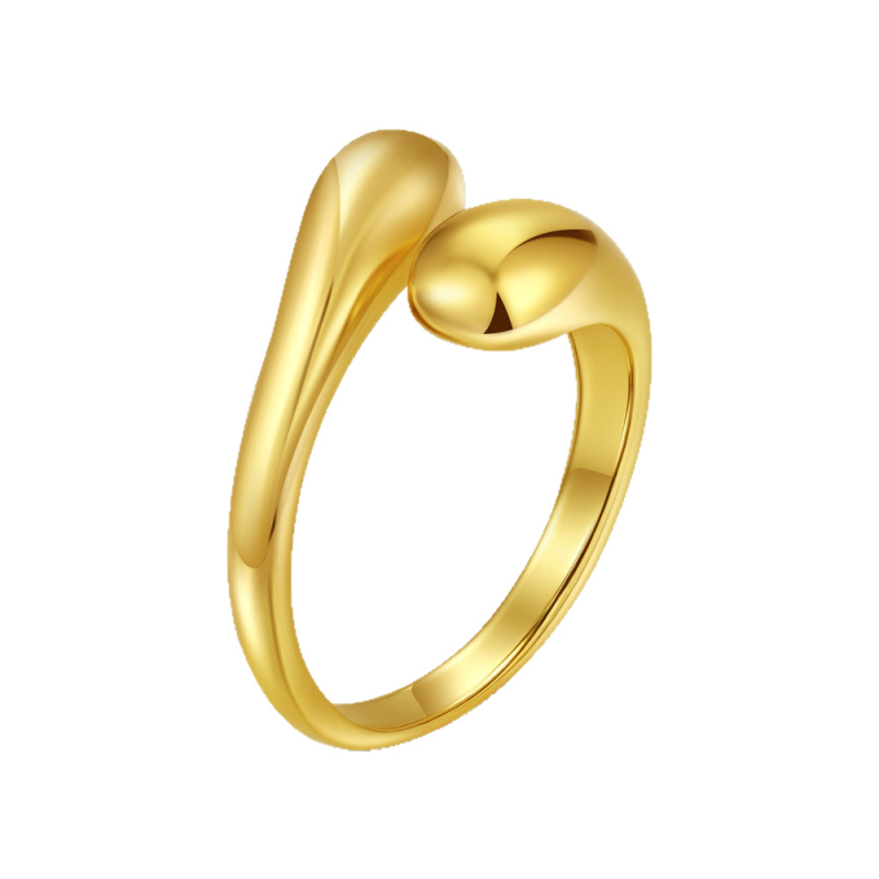 304 rozsdamentes acélból készült állítható nyitott gyűrű, geometriai forma, elektroplakkal, uniszex