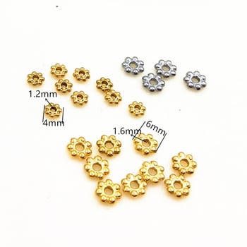 Rozsdamentes acél spacer gyöngyök, hópehely alakú, 18K vákuumbevonat, elektroplakálás