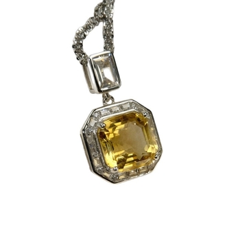 Ogrlica s citrinom, cirkon inlay u srebru S925 (Materijal: citrin; Ugradnja: cirkon; Metal: S925)