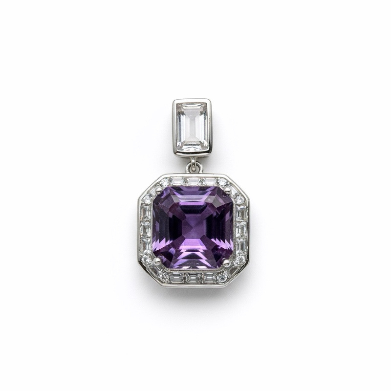 Ogrlica s citrinom, cirkon inlay u srebru S925 (Materijal: citrin; Ugradnja: cirkon; Metal: S925)