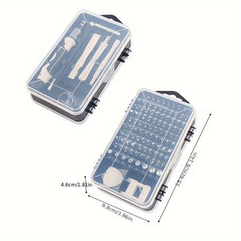 Set de șurubelnițe 115-in-1 pentru demontaj ceasuri, calculatoare și telefoane mobile — vârfuri magnetice, oțel cu carbon, greutate 0,45