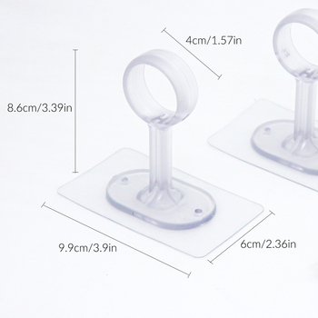 Скоба за завесен карниз без пробиване, пластмасова, единична закачалка, горно монтирана, натоварване над 30 кг, 2 бр.