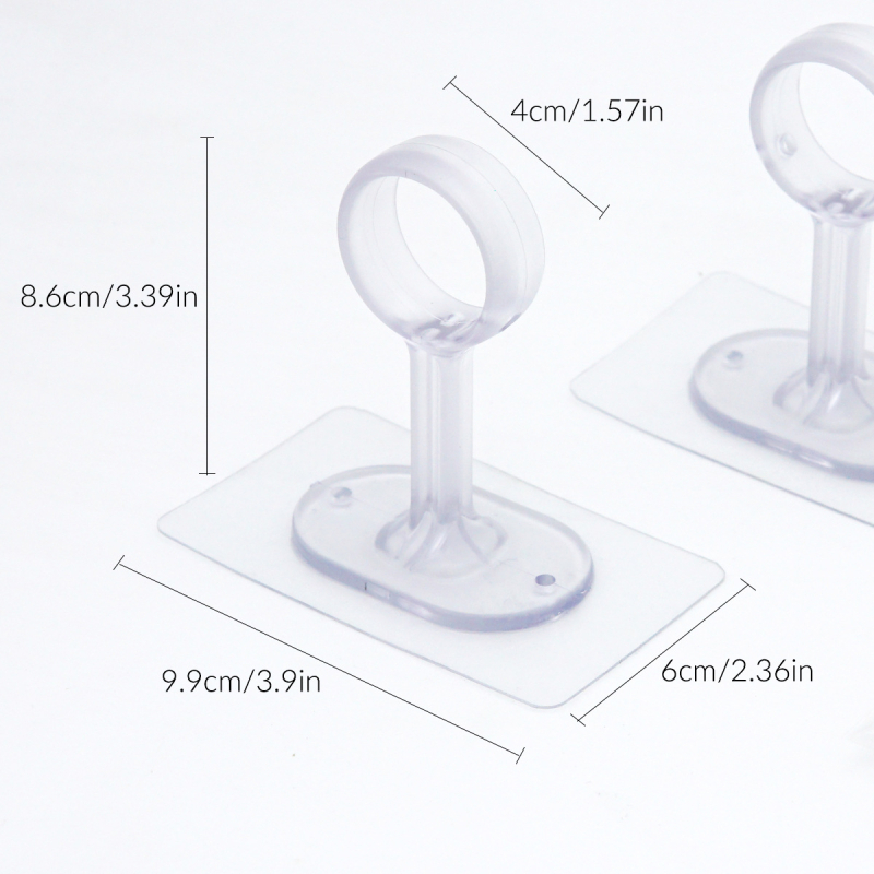 Скоба за завесен карниз без пробиване, пластмасова, единична закачалка, горно монтирана, натоварване над 30 кг, 2 бр.