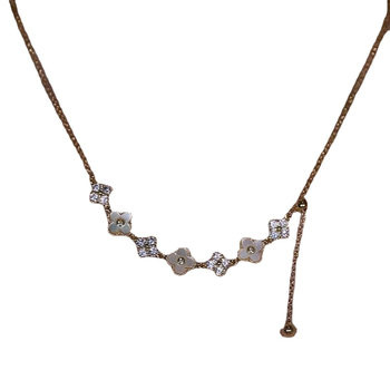 Ogrlica s bakrenim školjkom i cirkonima, privjesak od školjke, kutijasti lanac, mikro ugradnja