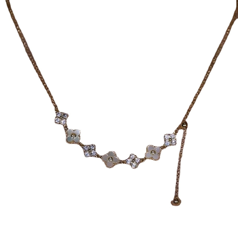 Ogrlica s bakrenim školjkom i cirkonima, privjesak od školjke, kutijasti lanac, mikro ugradnja