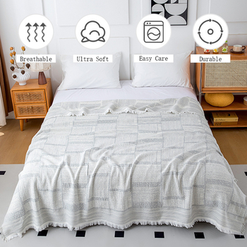 Βαμβακερή κουβέρτα πετσετών με γεωμετρικό μοτίβο, 100% βαμβάκι, βαφή με αντίδραση, βάρος 1.1-1.5 kg, για καλοκαίρι