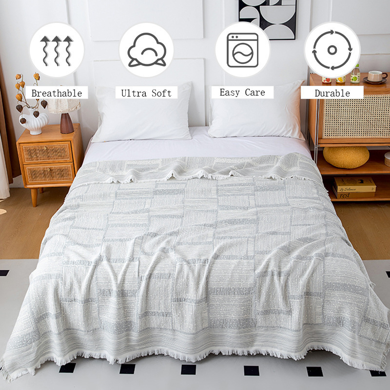 Βαμβακερή κουβέρτα πετσετών με γεωμετρικό μοτίβο, 100% βαμβάκι, βαφή με αντίδραση, βάρος 1.1-1.5 kg, για καλοκαίρι