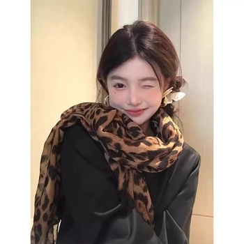 Šal od voile s leopard printom za žene, street style, proizvedeno u Jinhua