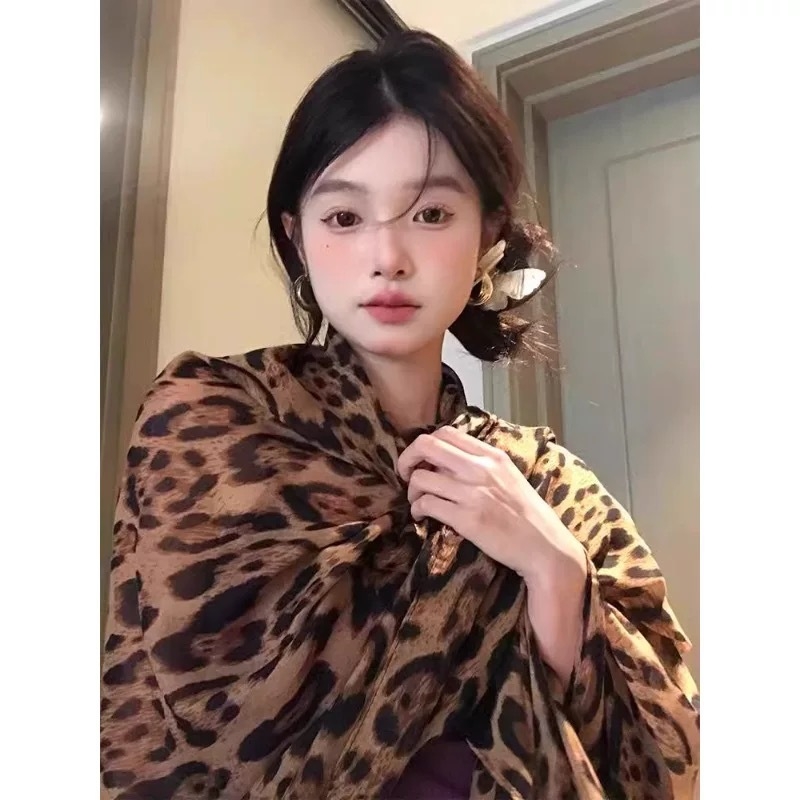 Šal od voile s leopard printom za žene, street style, proizvedeno u Jinhua
