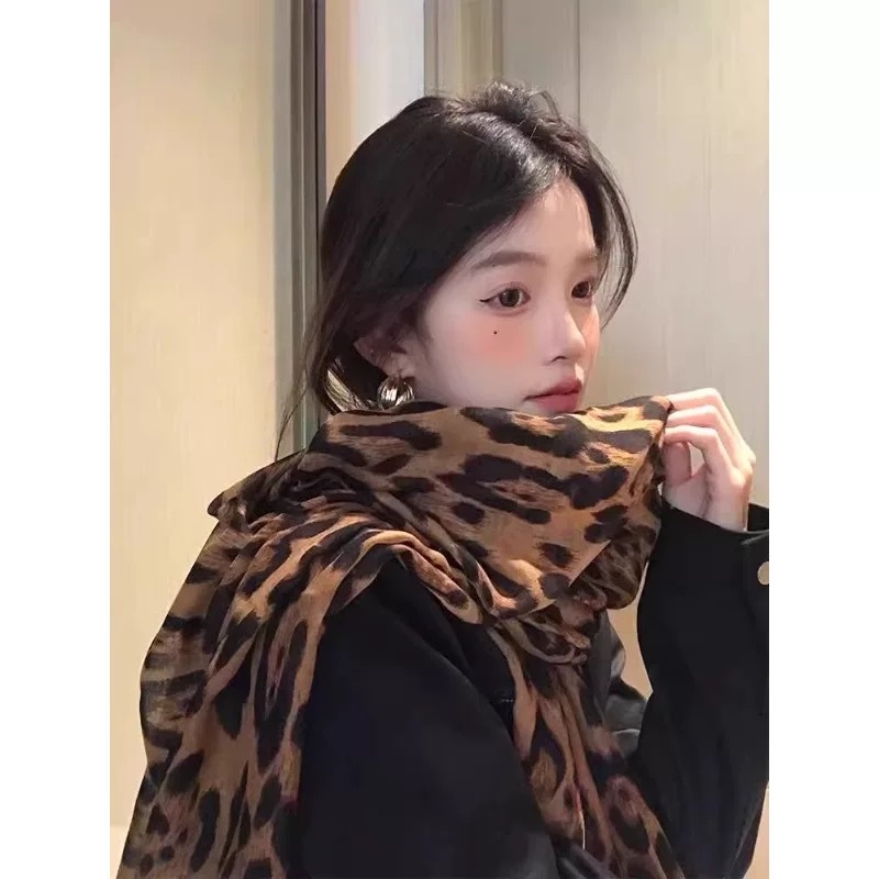 Šal od voile s leopard printom za žene, street style, proizvedeno u Jinhua