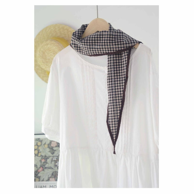 Pamukasti trokutasti šal za vrat/ glavu, japanski stil vintage, warp-pletena tkanina, porijeklo Jinhua, proljeće/jesen, gradski stil