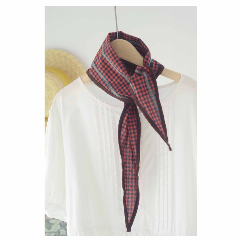 Pamukasti trokutasti šal za vrat/ glavu, japanski stil vintage, warp-pletena tkanina, porijeklo Jinhua, proljeće/jesen, gradski stil