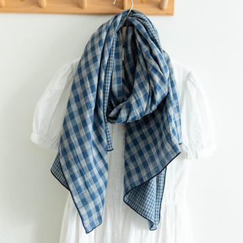 Φουλάρι καρό από βαμβάκι - (Διπλής όψεως, απλό ύφανση, 100% βαμβάκι, για όλες τις εποχές, προστασία από τον ήλιο)