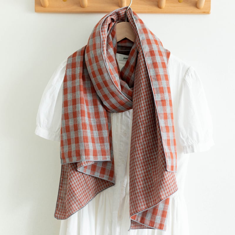 Φουλάρι καρό από βαμβάκι - (Διπλής όψεως, απλό ύφανση, 100% βαμβάκι, για όλες τις εποχές, προστασία από τον ήλιο)