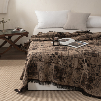 Шестслойно памучно одеяло от прежда, 100% памук, реактивно боядисано, дишащо, кърпено одеяло