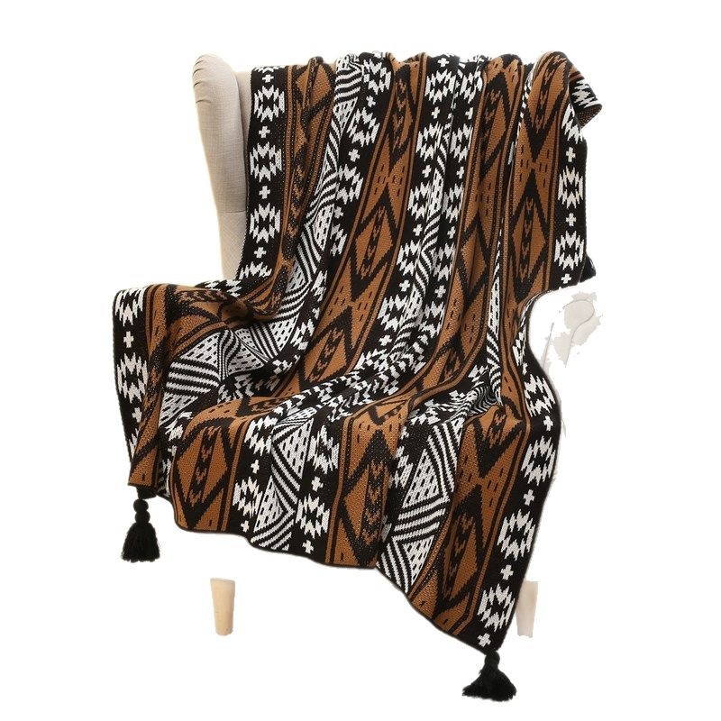 Плетено жакардово одеяло с еленски плюш, 800-999 г, флорална шарка, модерен минимализъм, подходящо за всички сезони