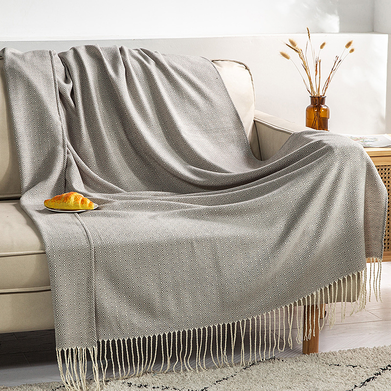 Μποέμικο ακρυλικό πλεκτό ριχτάρι καναπέ με γεωμετρικό μοτίβο, μοντέρνο μινιμαλιστικό στυλ, 300–499 g, Προσαρμόσιμο