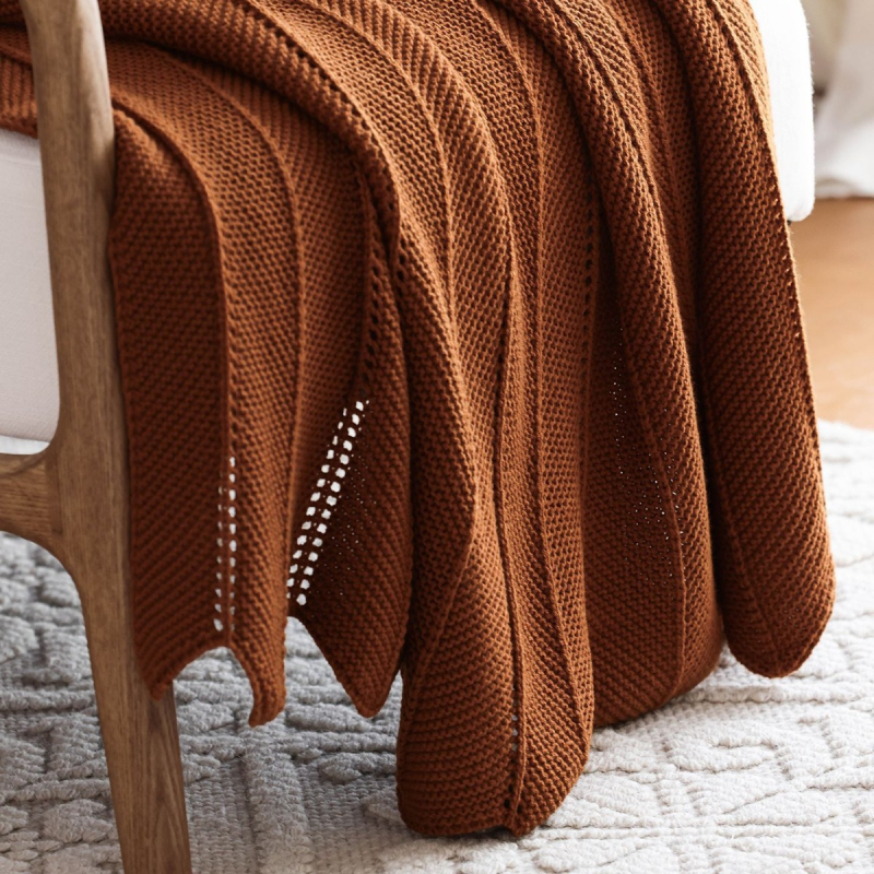 Κουβέρτα πλεκτή, αμερικανικού ρετρό στυλ, απλή (Ακρυλικό νήμα, 300–499 γρ, αγροτικό στυλ, κατάλληλη για όλες τις εποχές)