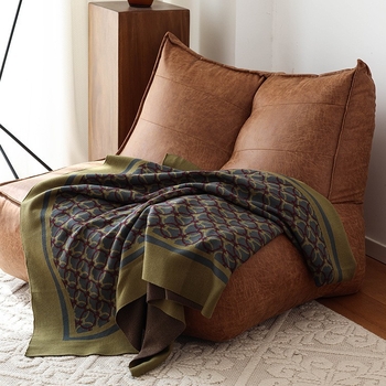 Ρετρό πλεκτή κουβέρτα χαλάρωσης – ακρυλικό νήμα, βάρος κάτω από 300 g, γεωμετρικό μοτίβο, κουβέρτα για όλες τις εποχές