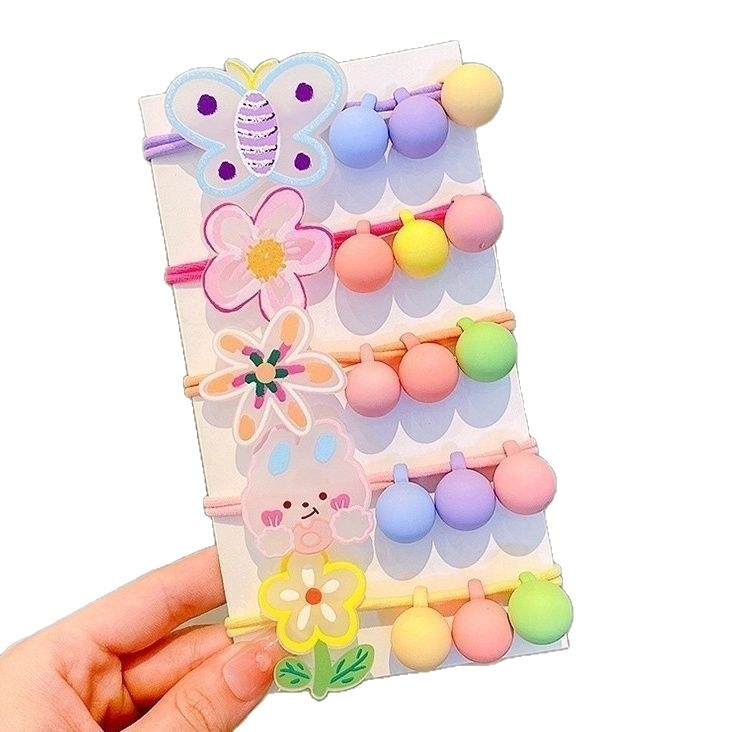 Ластик за коса за момичета - висока еластичност, безопасен за косата, детски аксесоар в карикатурен стил (Пролет 2025)