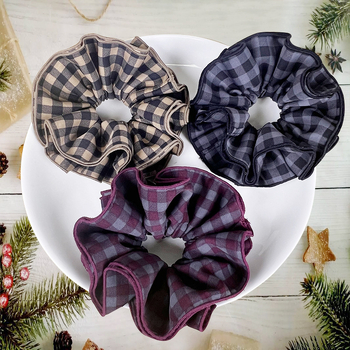 Korea-stiilis ruuduline pitsiga juuksekumm lastele, kangast, käsitöö