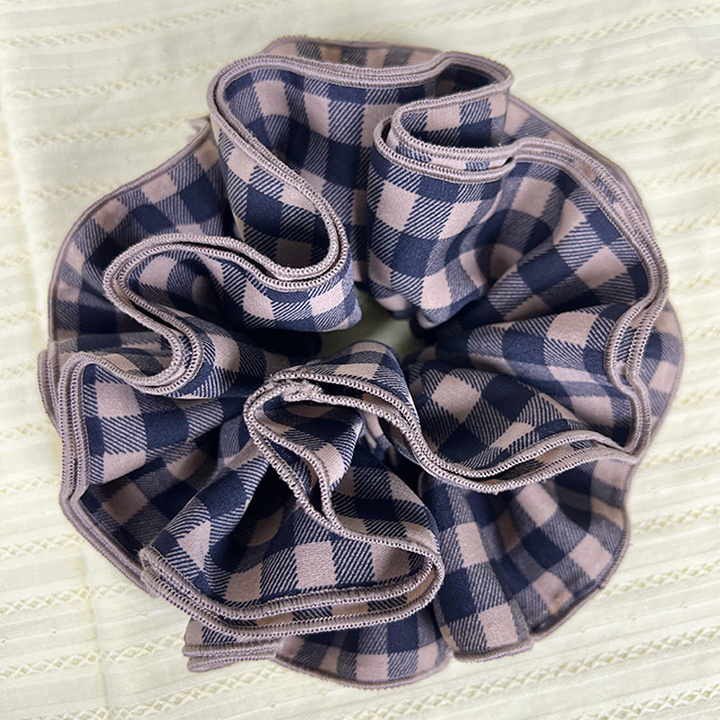 Korea-stiilis ruuduline pitsiga juuksekumm lastele, kangast, käsitöö