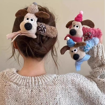 Плюшена щипка за коса за деца, анимационен стил, стил лък, ръчна изработка, клип тип клюн