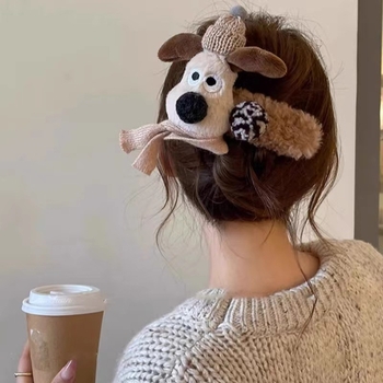 Плюшена щипка за коса за деца, анимационен стил, стил лък, ръчна изработка, клип тип клюн