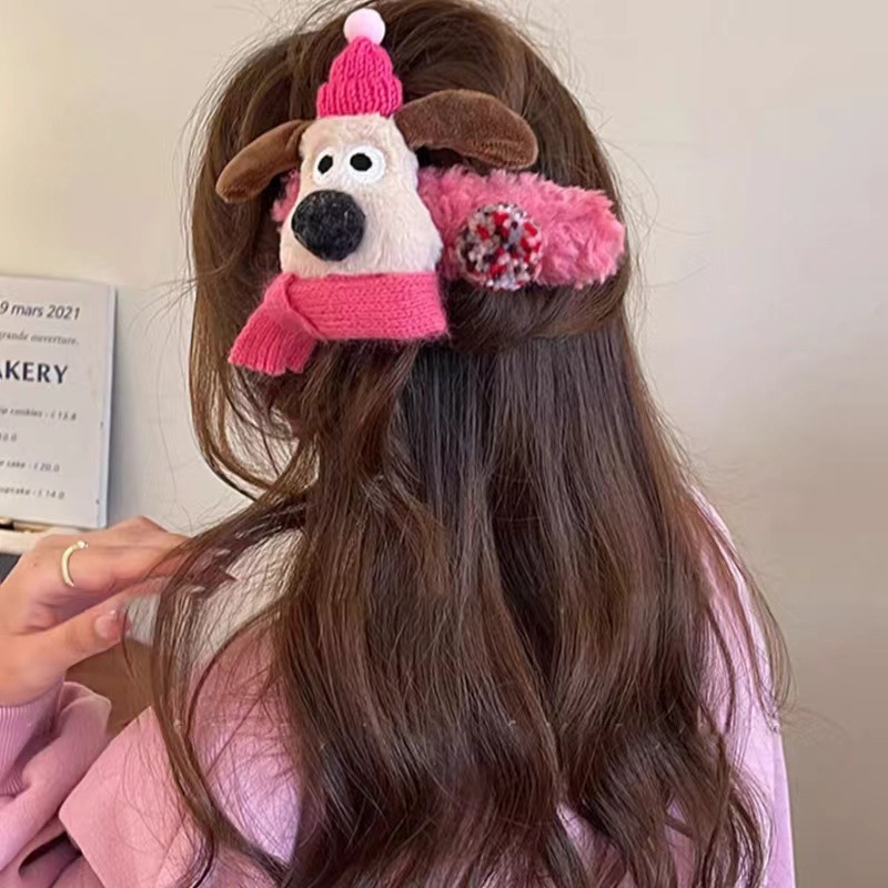 Плюшена щипка за коса за деца, анимационен стил, стил лък, ръчна изработка, клип тип клюн