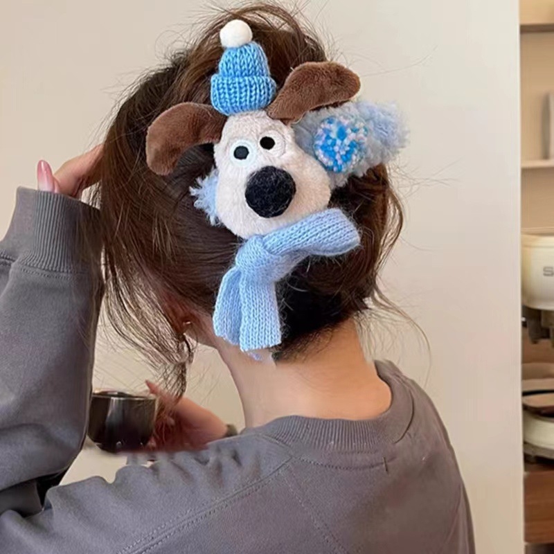 Плюшена щипка за коса за деца, анимационен стил, стил лък, ръчна изработка, клип тип клюн