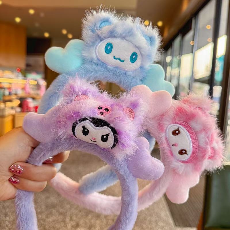 Детска лента за коса с плюшено животинче – ръчна изработка, аксесоар от плат за момичета, стил сладък и свеж (пролет 2025)