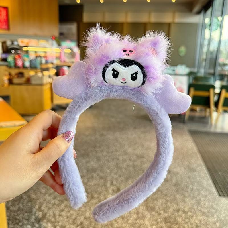 Детска лента за коса с плюшено животинче – ръчна изработка, аксесоар от плат за момичета, стил сладък и свеж (пролет 2025)