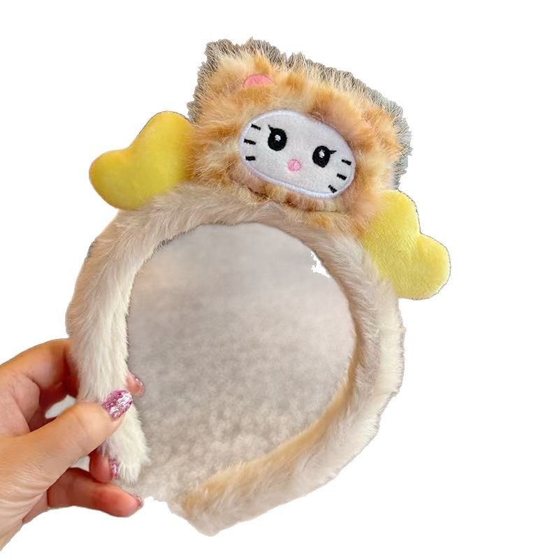 Детска лента за коса с плюшено животинче – ръчна изработка, аксесоар от плат за момичета, стил сладък и свеж (пролет 2025)