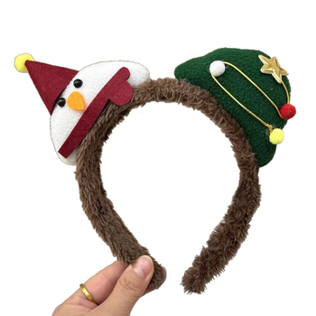 Плюшена лента за глава със снежен човек, за жени, аксесоар за снимки, карикатурен стил, ръчна изработка, без вложки