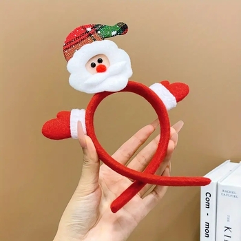 Коледно украшение за глава с рога на елен и снежен човек за деца — ръчно изработено аксесоар за коса от полиестер, марка Filmore, стил карикатура