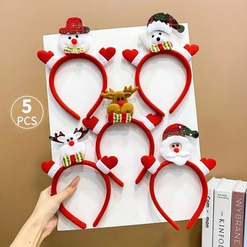 Коледно украшение за глава с рога на елен и снежен човек за деца — ръчно изработено аксесоар за коса от полиестер, марка Filmore, стил карикатура