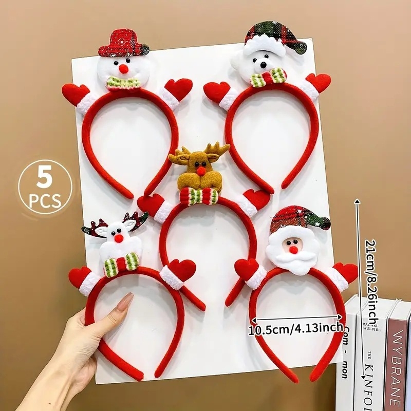 Коледно украшение за глава с рога на елен и снежен човек за деца — ръчно изработено аксесоар за коса от полиестер, марка Filmore, стил карикатура