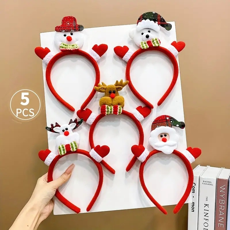 Коледно украшение за глава с рога на елен и снежен човек за деца — ръчно изработено аксесоар за коса от полиестер, марка Filmore, стил карикатура