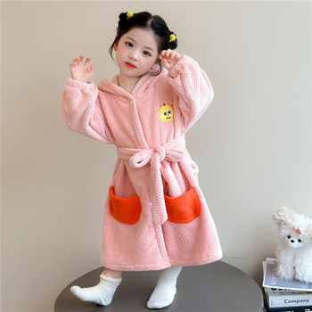 Meitenēm halāts mājas apģērbs, karikatūru stilā, poliesters, biezs, rudens 2025, 3–8 gadi