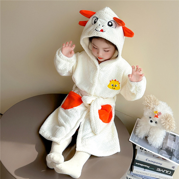 Meitenēm halāts mājas apģērbs, karikatūru stilā, poliesters, biezs, rudens 2025, 3–8 gadi