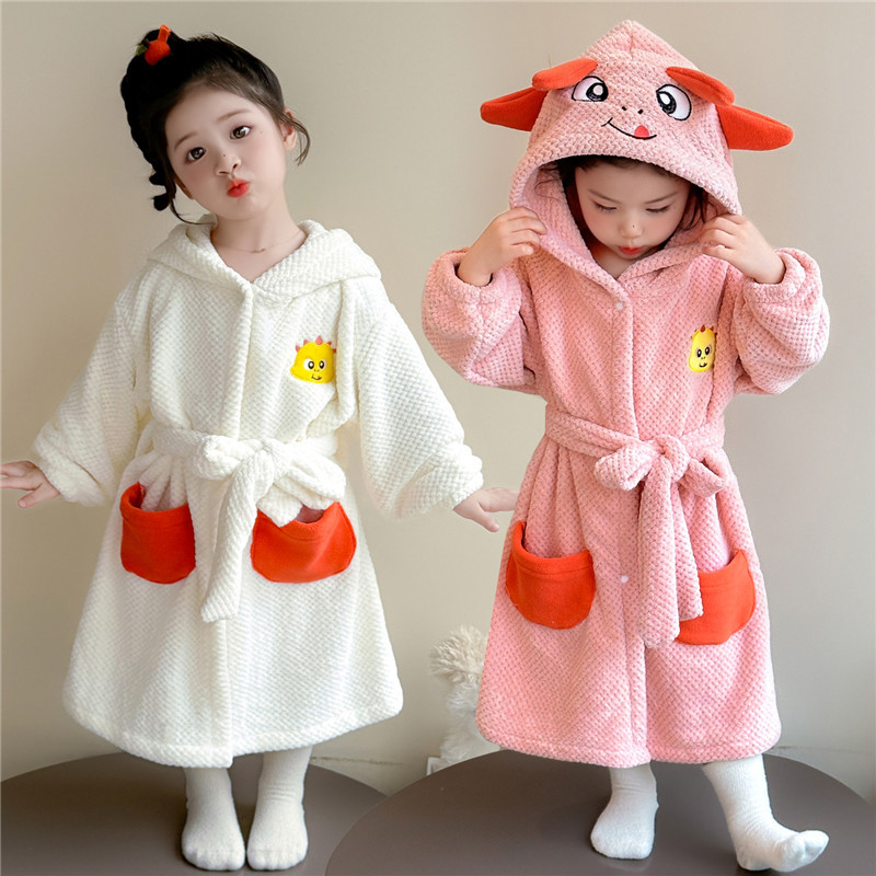 Meitenēm halāts mājas apģērbs, karikatūru stilā, poliesters, biezs, rudens 2025, 3–8 gadi