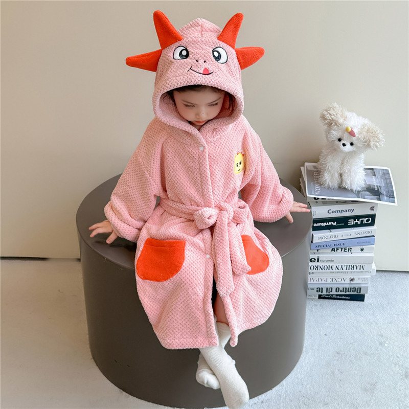 Meitenēm halāts mājas apģērbs, karikatūru stilā, poliesters, biezs, rudens 2025, 3–8 gadi