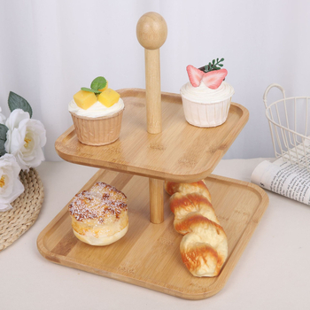 Bambus drveni stalak za izlaganje deserta i voća, modernog jednostavnog stila, premium kvaliteta