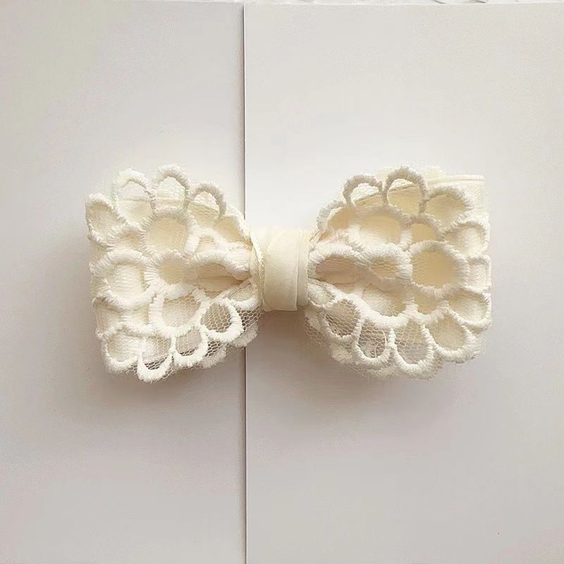 Аксесоар за коса с дантелен лък в стил френски ретро, клип Duckbill, за деца, ръчна изработка