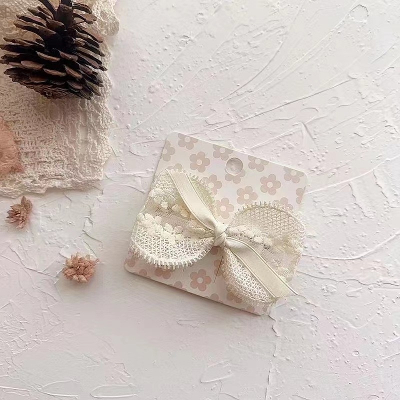 Аксесоар за коса с дантелен лък в стил френски ретро, клип Duckbill, за деца, ръчна изработка