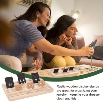 Masszív fa ékszerkijelző állvány gyűrűk, nyakláncok és fülbevalók számára – nordic stílus