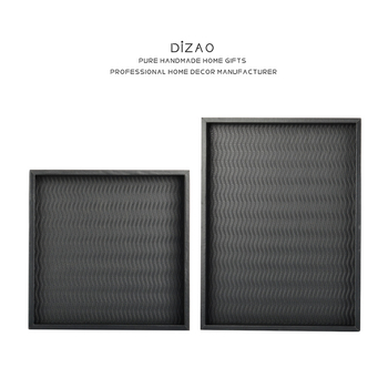 Fa és bőrből készült hullámmintás tálca modern nappaliba, kiállításra és tárolásra — Di Jian