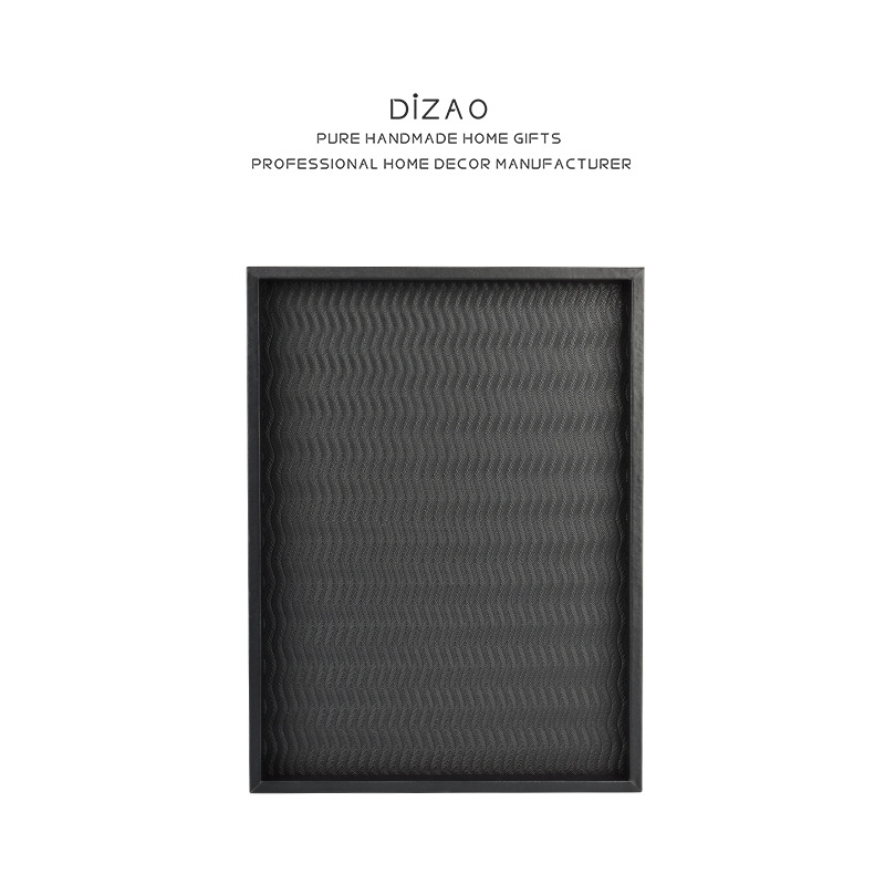 Fa és bőrből készült hullámmintás tálca modern nappaliba, kiállításra és tárolásra — Di Jian