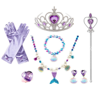 Laste lavastuse kostüümi aksessuaaride komplekt – Merineitsi kaelakee komplekt, Printsesside sari, plastik/ vaik, muster: merineitsi, vanusegrupid 0–3, 3–6, 6–10, 10+