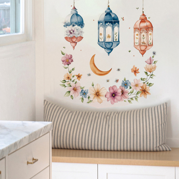 Стенно стикер с флорални мотиви, PVC, модерен минималистичен стил, 1 бр, декоративен стенен стикер